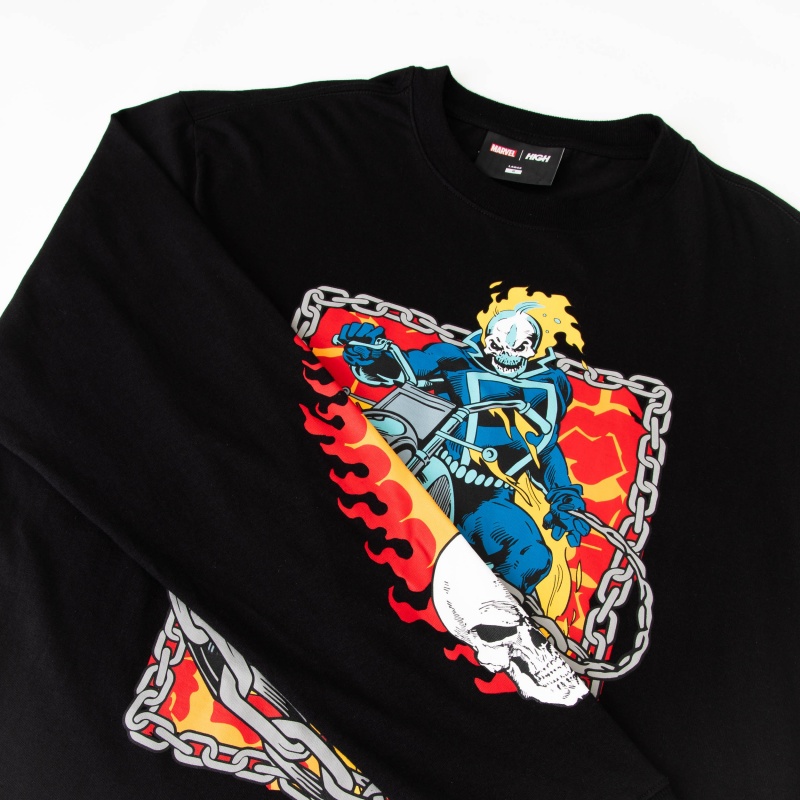 Camiseta Manga Longa High Marvel Ghost Rider Preto